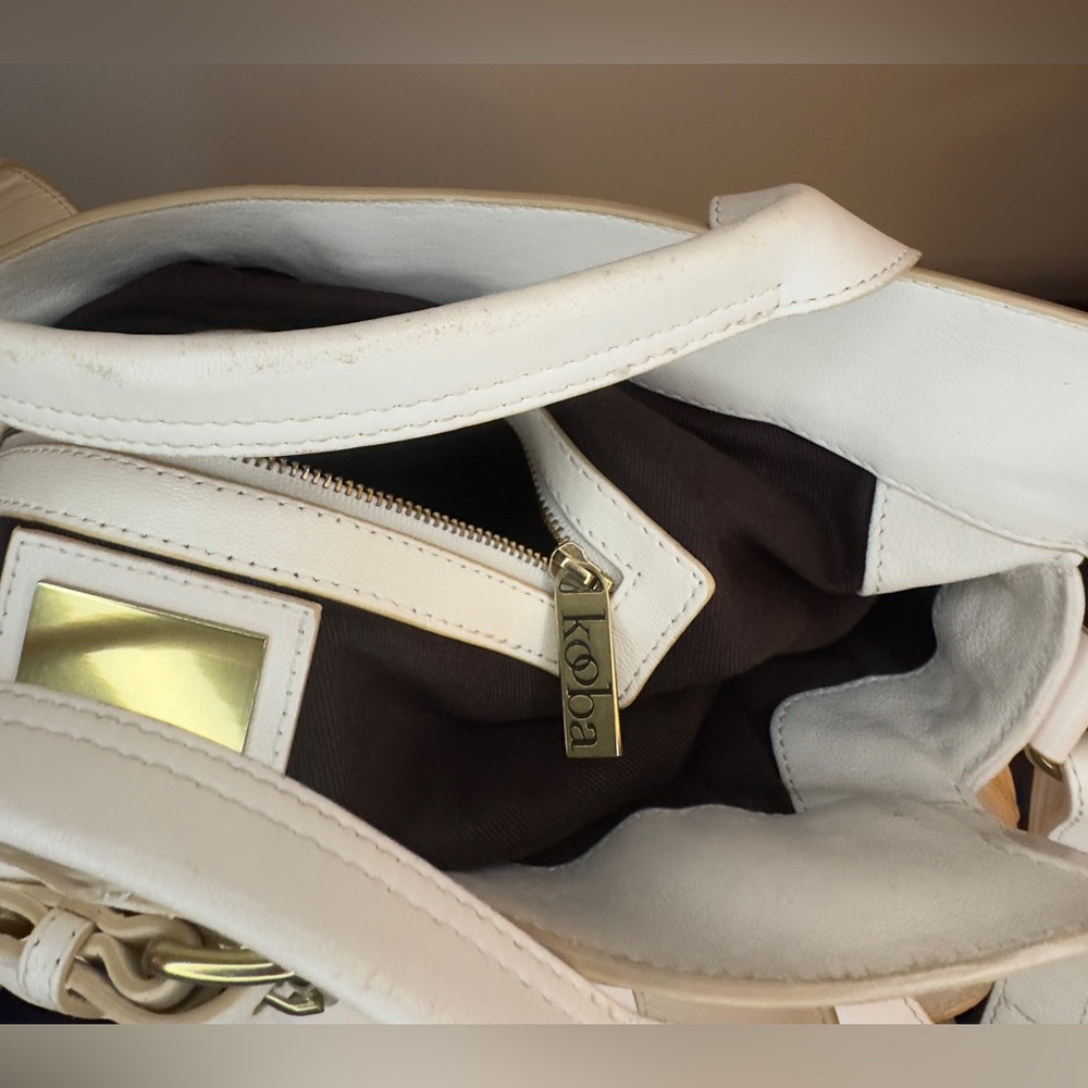 Kooba Leather Tote Satchel in cream Large Size - Picture 11 of 16